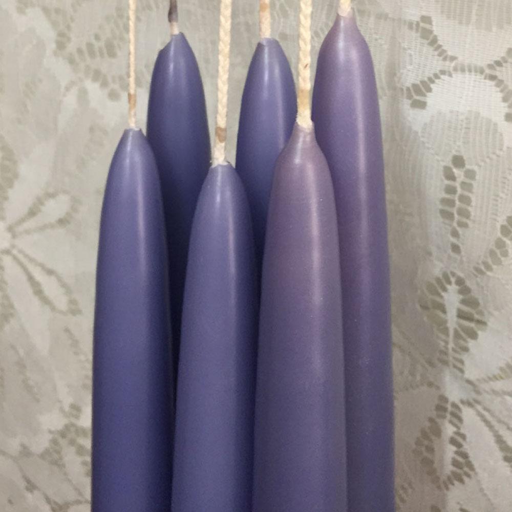 1/2"D x 6"H, Classic Tapers, 6 pair (12 singles), 24 colours, fragrance free - Fanny Bay Candle Company