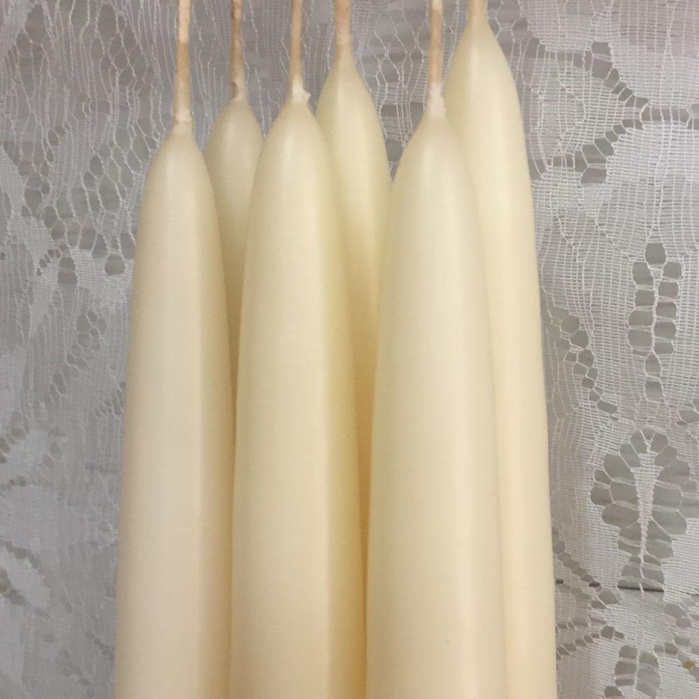 1/2"D x 6"H, Classic Tapers, 6 pair (12 singles), 24 colours, fragrance free - Fanny Bay Candle Company