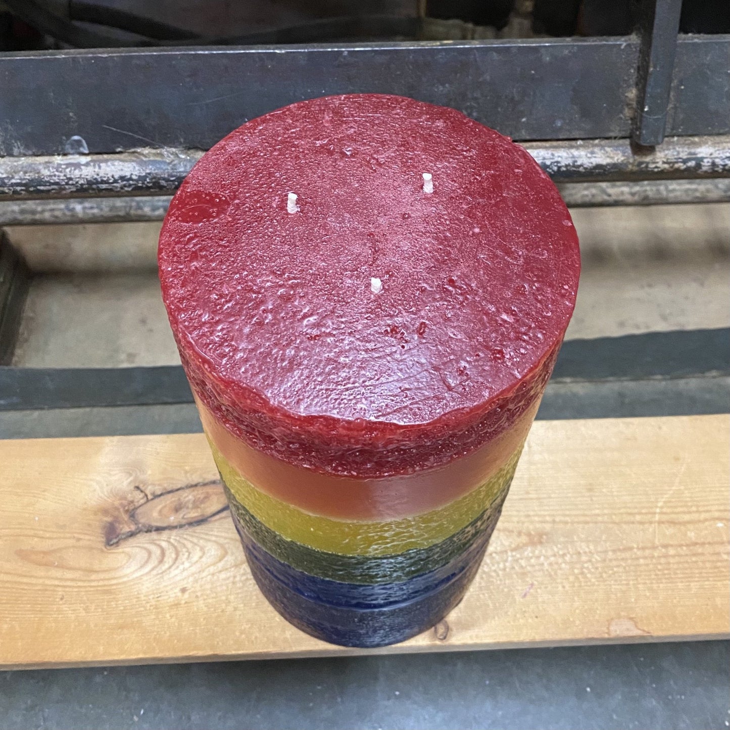 Chakra Pillar (Large) Three Wick, 6"D x 12"H, 7 colours, fragrance free only - Fanny Bay Candle Company