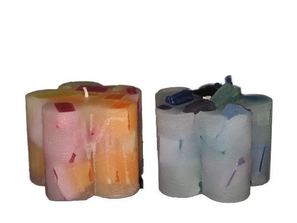 Flower (Small), 2 3/4"D x 2 3/4"H, Glimmers & Shimmers, 6 colour patterns, fragrance free - Fanny Bay Candle Company