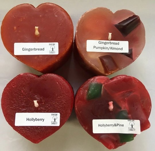Scented Heart & Flower Candles, 2 3/4" x 2 3/4"H, clearance priced - Fanny Bay Candle Company