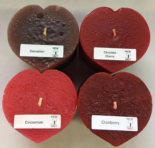 Scented Heart & Flower Candles, 2 3/4" x 2 3/4"H, clearance priced - Fanny Bay Candle Company