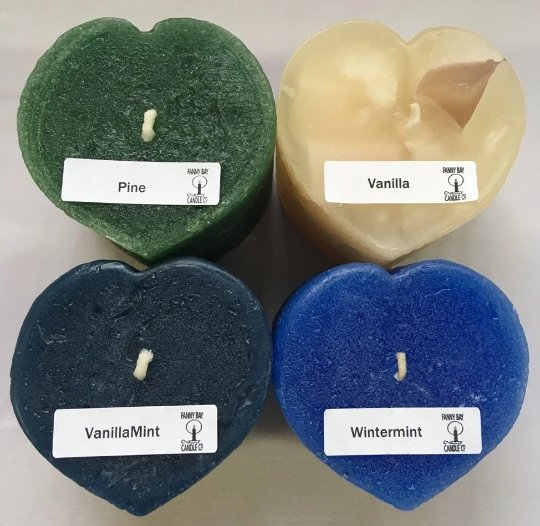 Scented Heart & Flower Candles, 2 3/4" x 2 3/4"H, clearance priced - Fanny Bay Candle Company