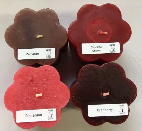 Scented Heart & Flower Candles, 2 3/4" x 2 3/4"H, clearance priced - Fanny Bay Candle Company