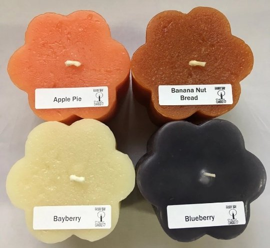 Scented Heart & Flower Candles, 2 3/4" x 2 3/4"H, clearance priced - Fanny Bay Candle Company