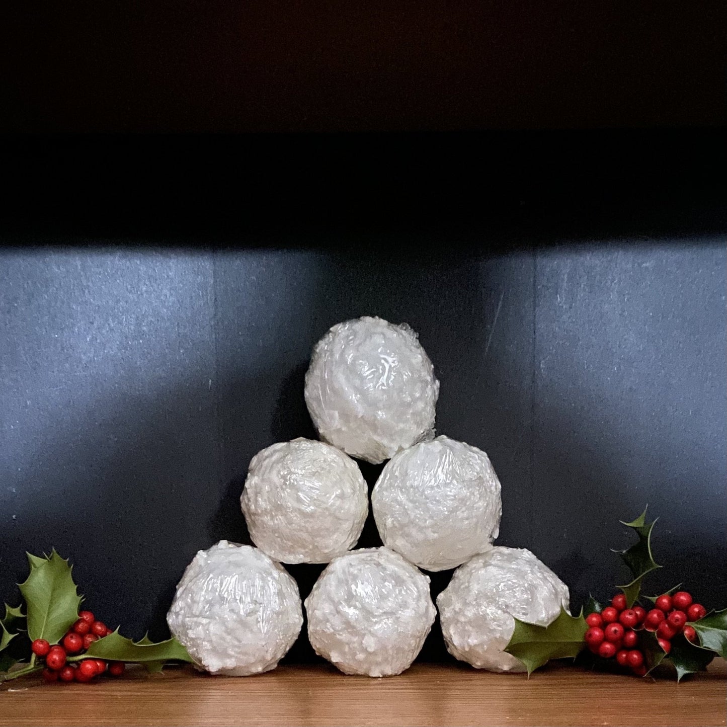 Snowball candle Gift Box, white frosted 3" ball candle and 2 votives in cedar box - Fanny Bay Candle Company