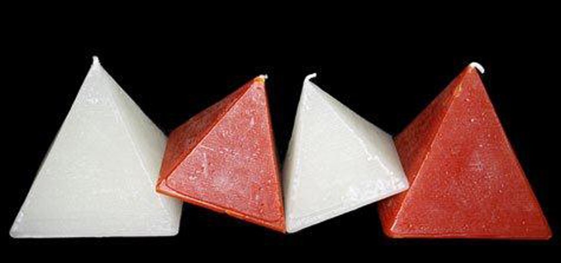 Triangles, 25 solid colours, 4"D x 4"H, fragrance free only - Fanny Bay Candle Company