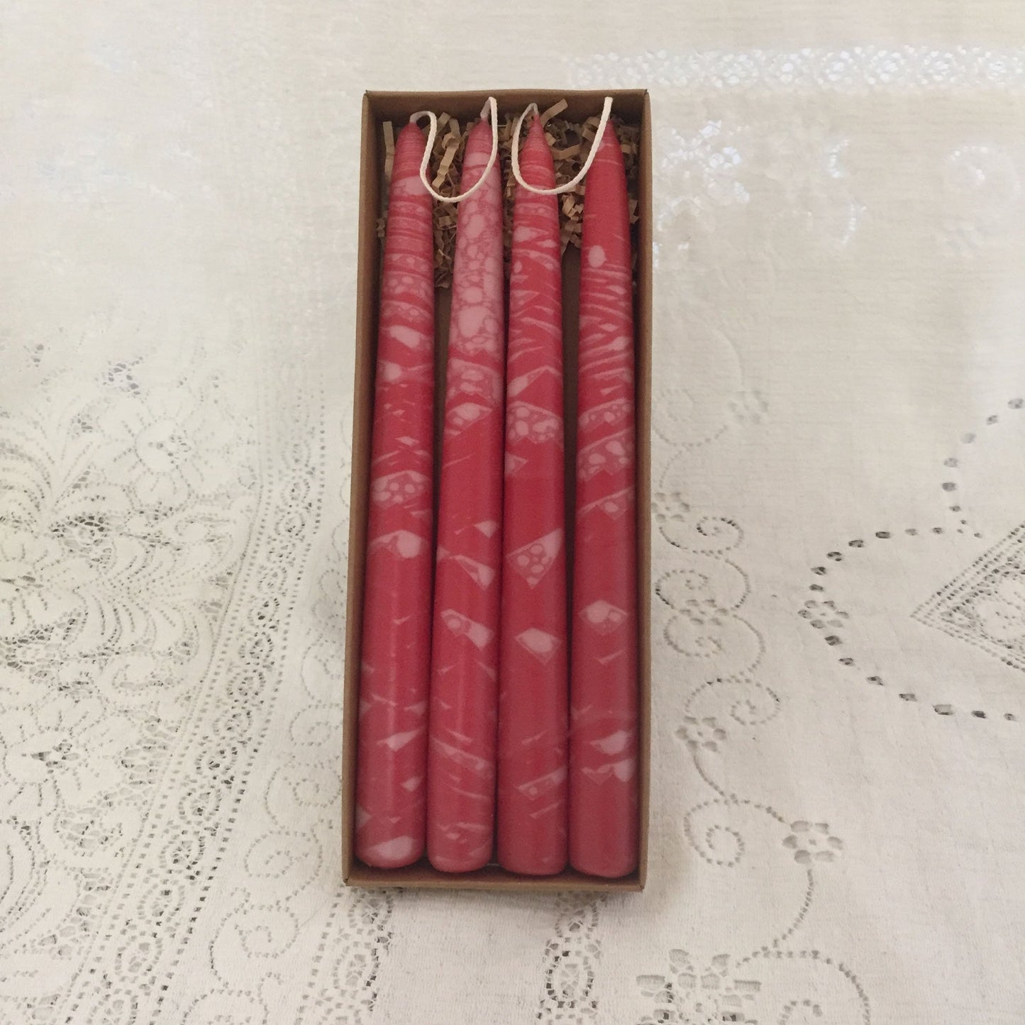 Variegated taper candles - Fanny Bay Candle Company