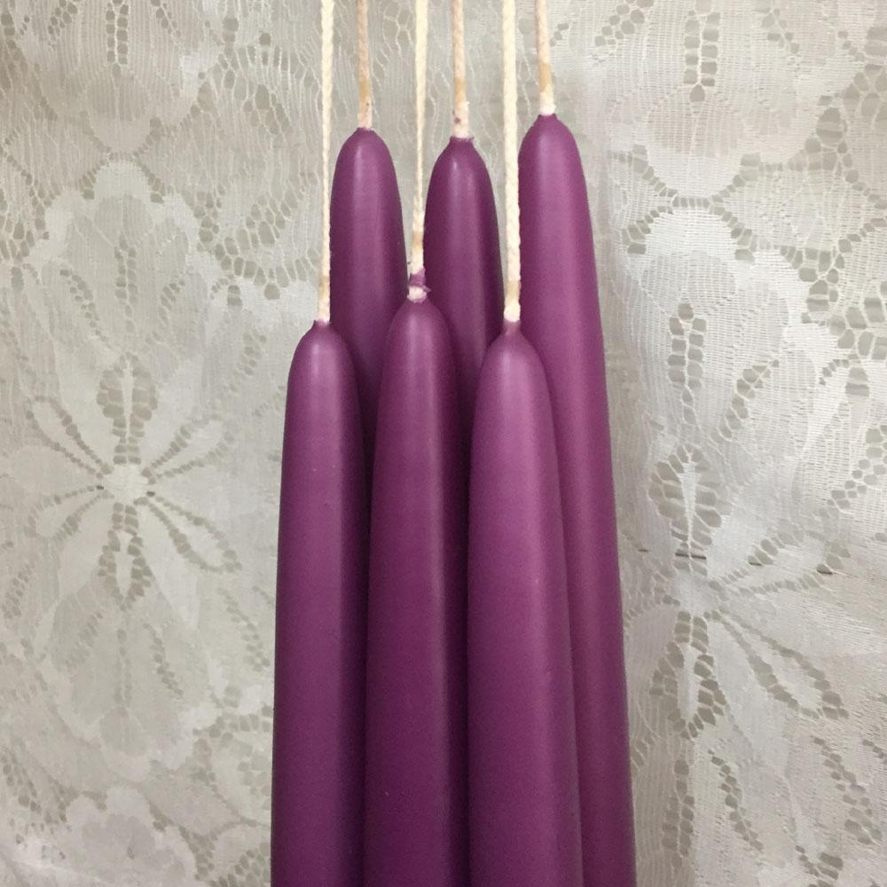 1/2"D x 6"H, Classic Tapers, 6 pair (12 singles), 24 colours, fragrance free - Fanny Bay Candle Company