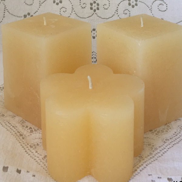 2"D x 3"H or 4"H Round Rustic Pillar candles, 30+ colours & 6 heights, fragrance free - Fanny Bay Candle Company
