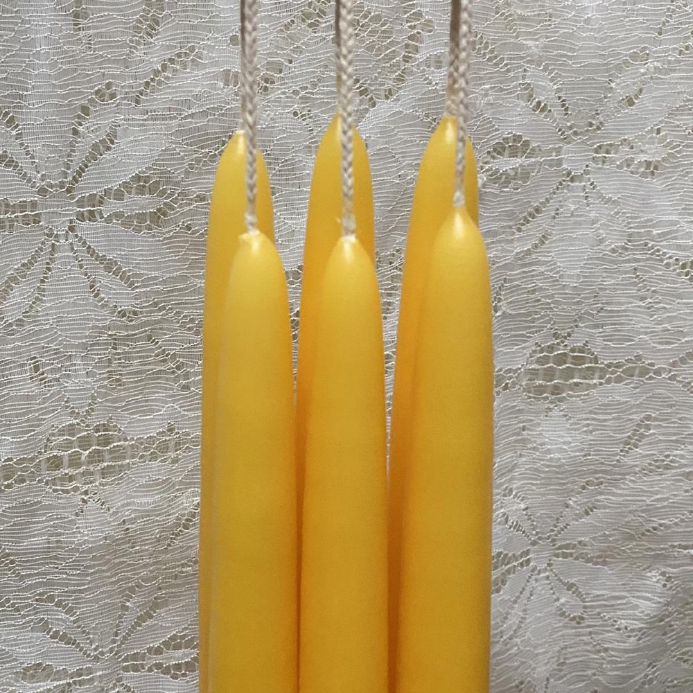 7/8"D x 10"H Classic taper candle pairs, standard base size, smokeless, dripless - Fanny Bay Candle Company