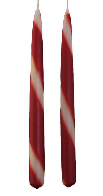 7/8"D x 10"H, Swizzles - Dual Colour Tapers, 2 package sizes, 16 colour patterns, fragrance free - Fanny Bay Candle Company