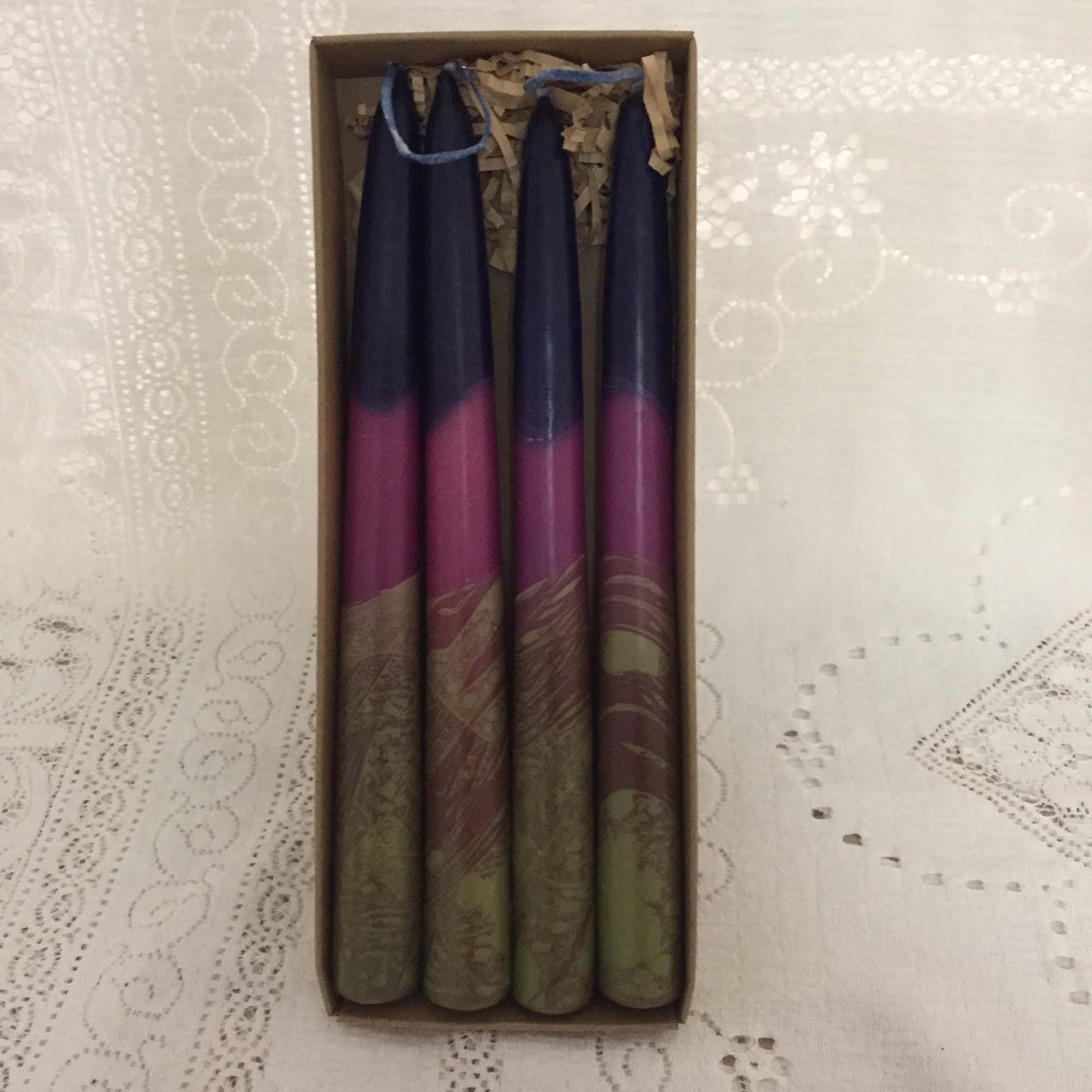 Artisan Multi-Coloured taper candles - Fanny Bay Candle Company