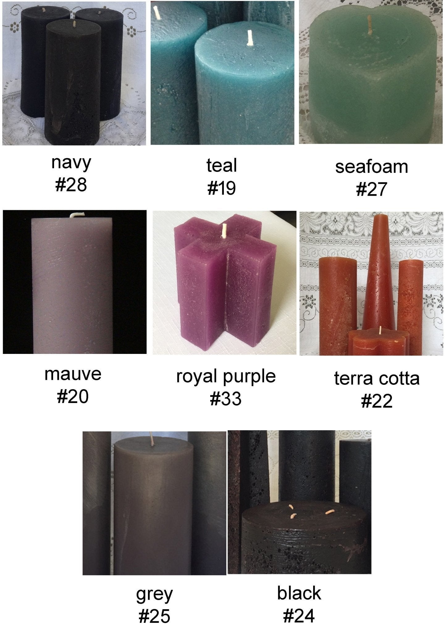 Cone Candles in 3 sizes, 24 solid colours & 3 sizes, fragrance free - Fanny Bay Candle Company