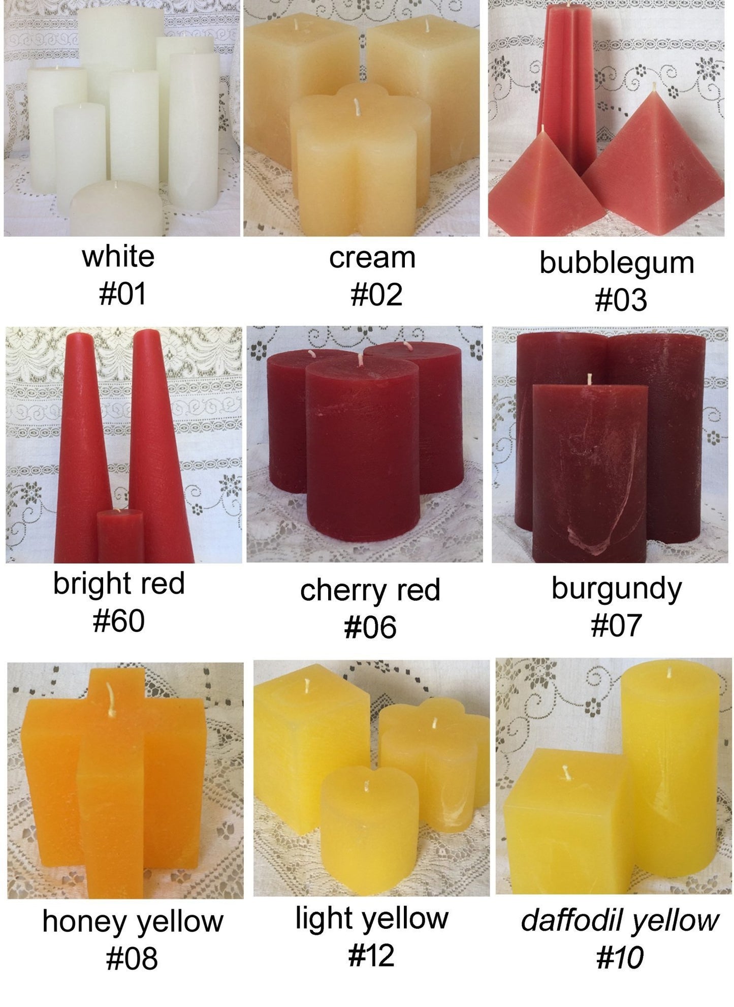Cone Candles in 3 sizes, 24 solid colours & 3 sizes, fragrance free - Fanny Bay Candle Company