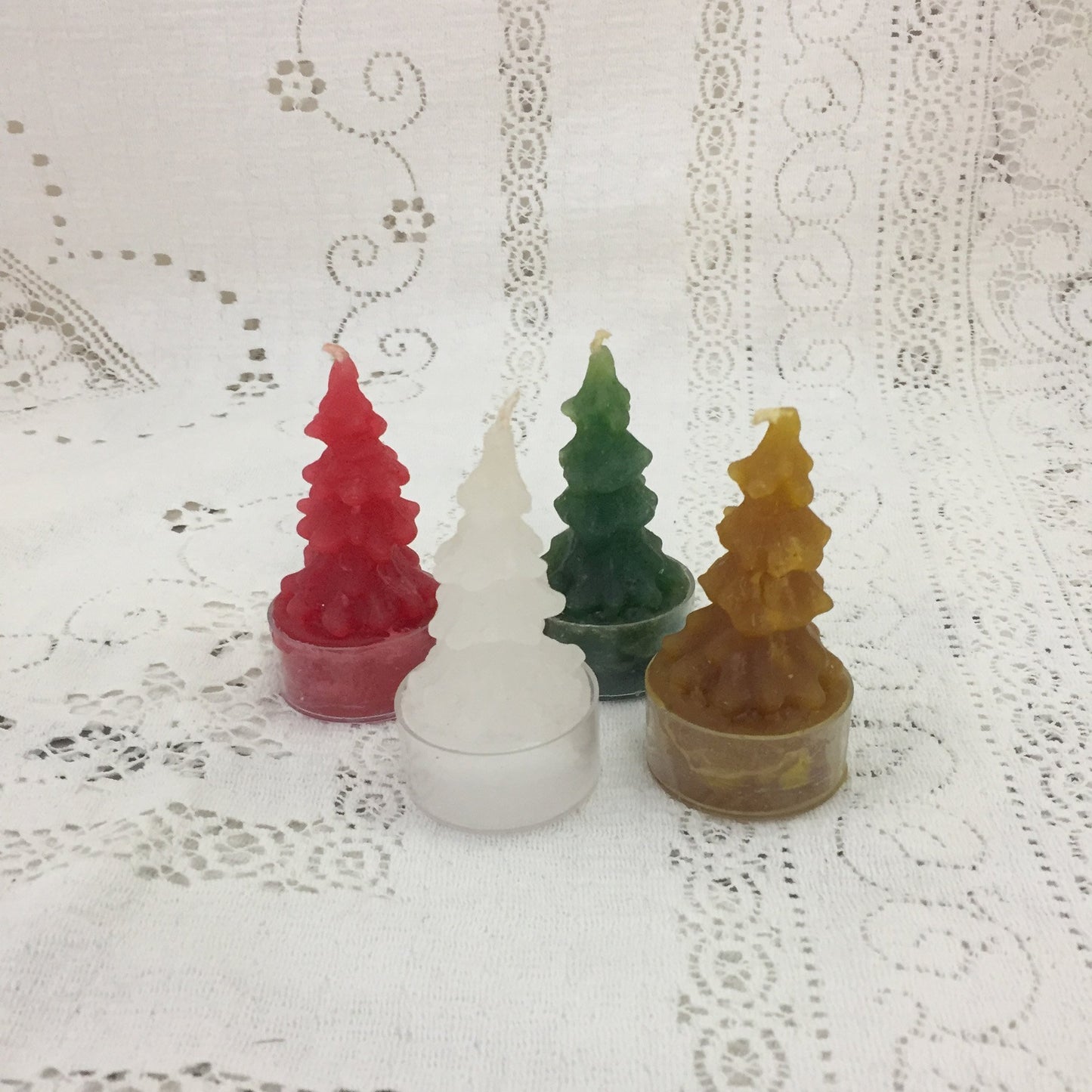 Evergreen Tree candles, 4"D x 9 1/2"H, or small trees 3 pkg., 4 solid colours - Fanny Bay Candle Company