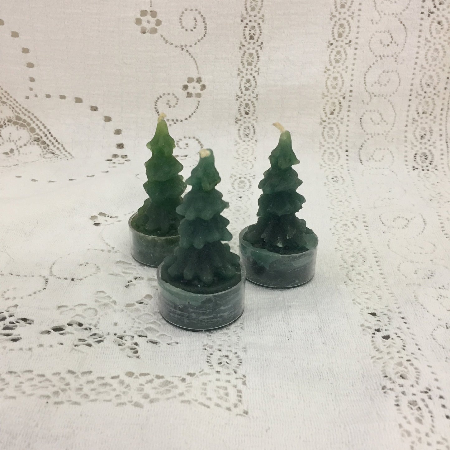 Evergreen Tree candles, 4"D x 9 1/2"H, or small trees 3 pkg., 4 solid colours - Fanny Bay Candle Company