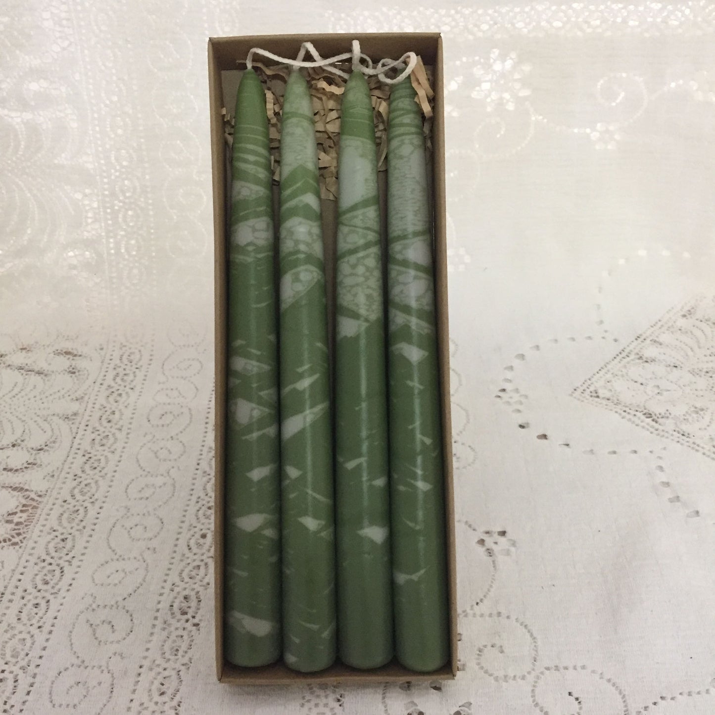 Variegated taper candles