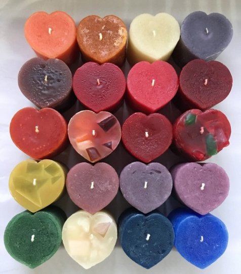 Scented Heart & Flower Candles, 2 3/4" x 2 3/4"H, clearance priced - Fanny Bay Candle Company