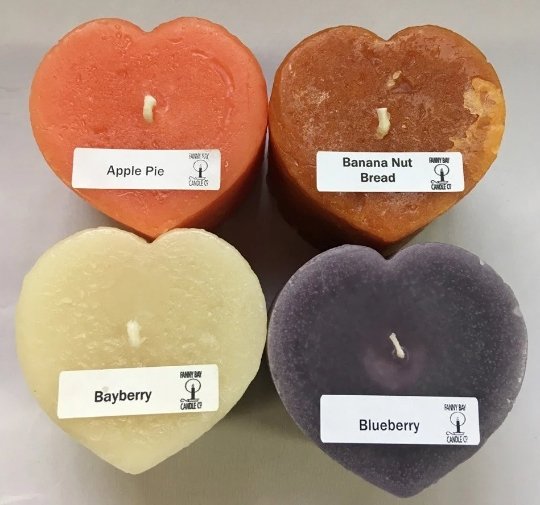 Scented Heart & Flower Candles, 2 3/4" x 2 3/4"H, clearance priced - Fanny Bay Candle Company