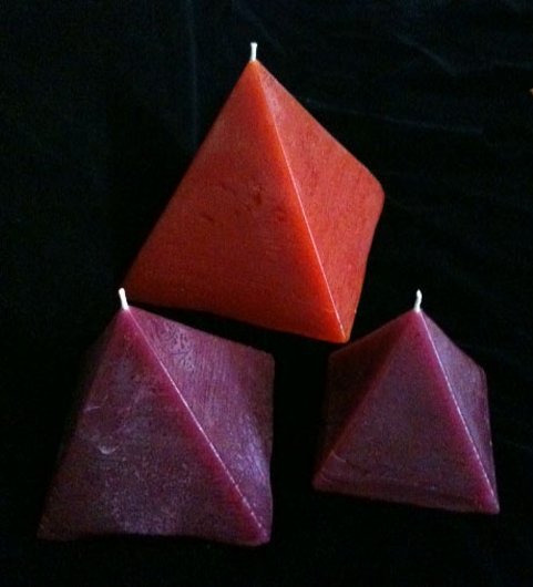 Triangles, 25 solid colours, 4"D x 4"H, fragrance free only - Fanny Bay Candle Company