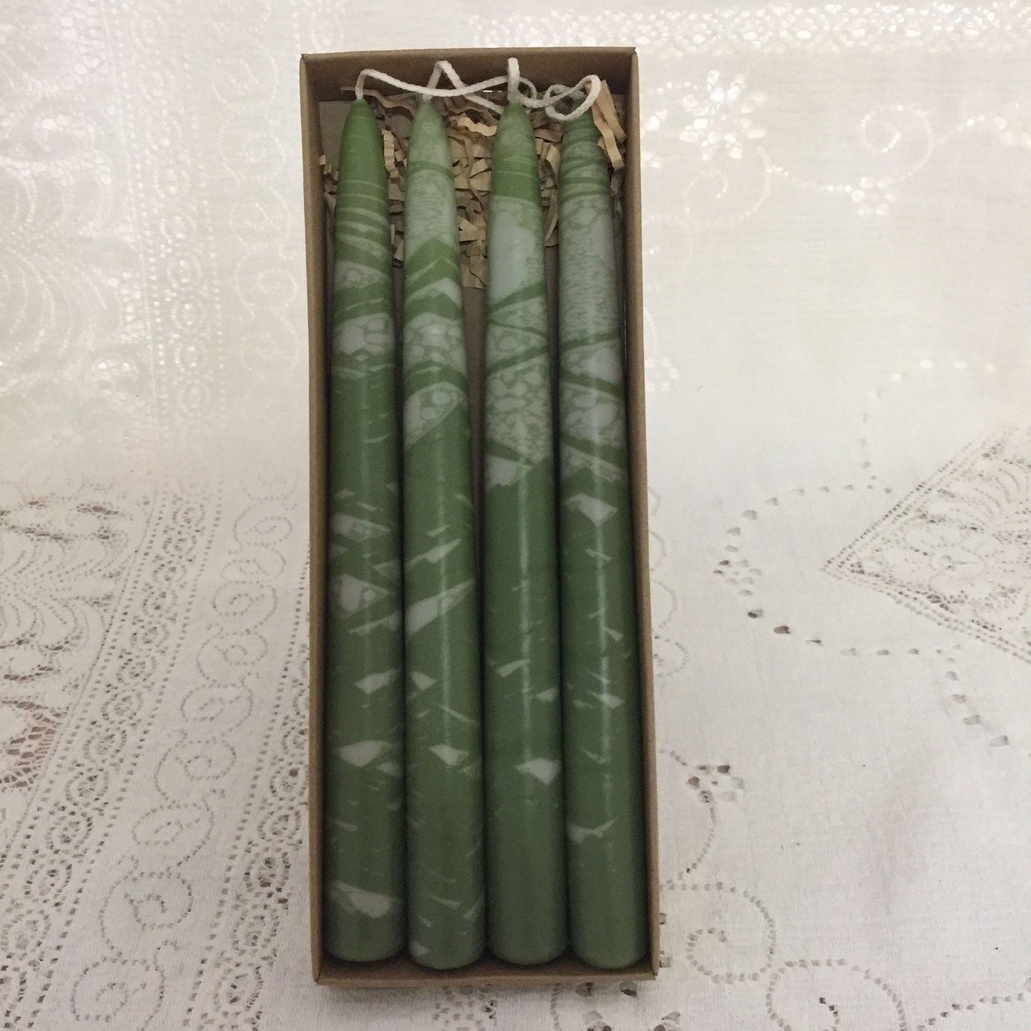 Variegated taper candles - Fanny Bay Candle Company