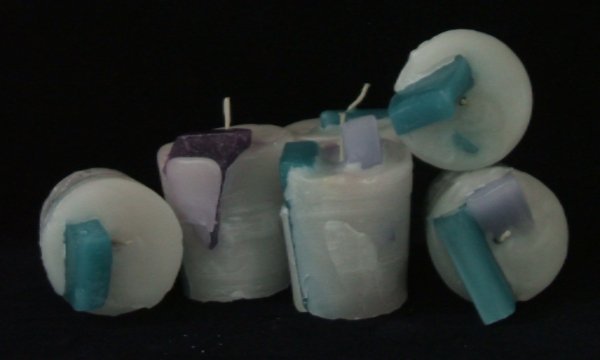 Votives, Chunky Shimmer, 1 count, 6 colour patterns, fragrance free - Fanny Bay Candle Company